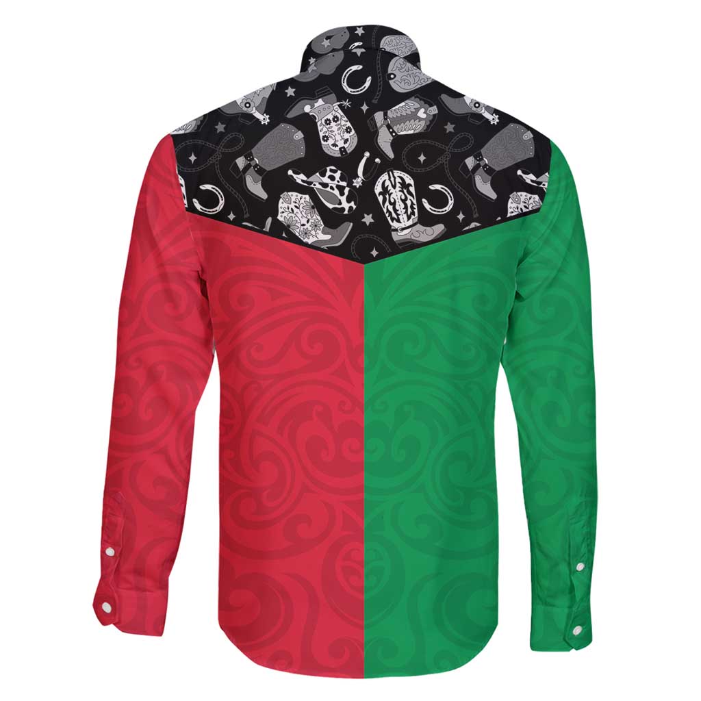 Vanuatu Cowboy Family Matching Puletasi and Hawaiian Shirt Cowboy Symbols Split Stylized - Polynesian Pride