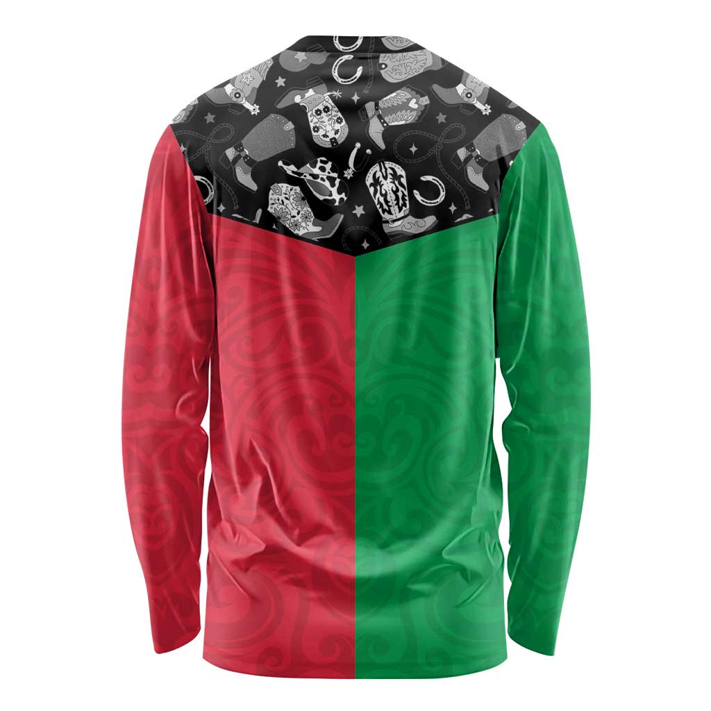 Vanuatu Cowboy Long Sleeve Shirt Cowboy Symbols Split Stylized - Polynesian Pride