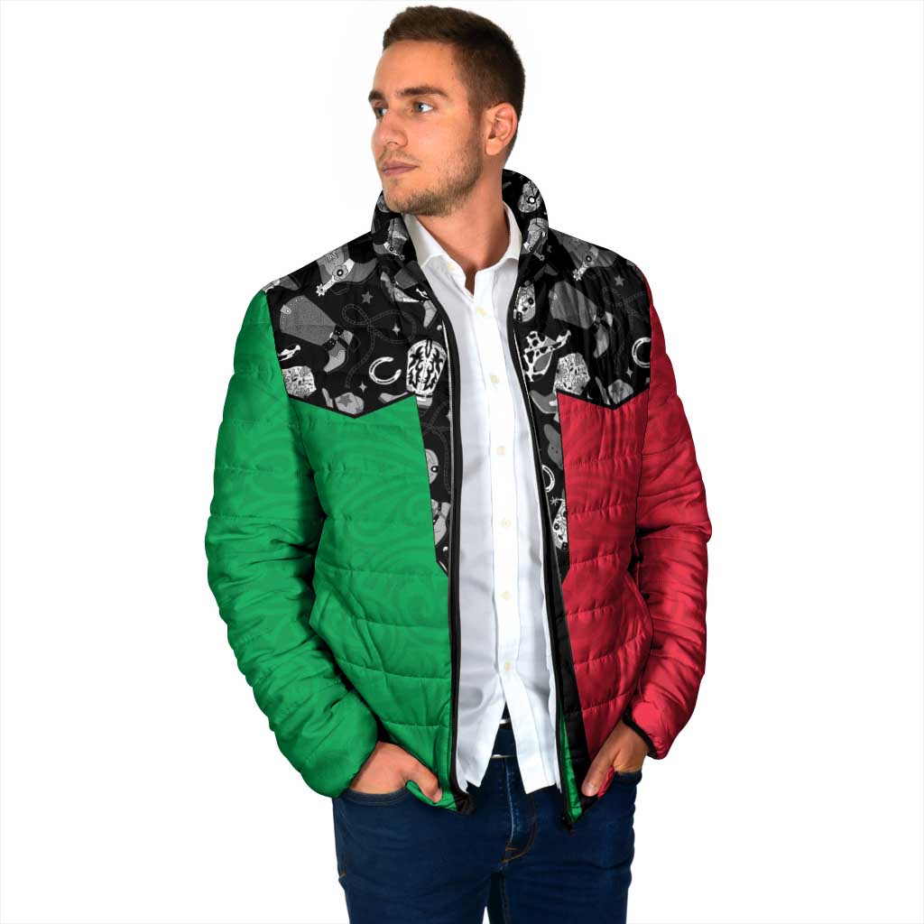 Vanuatu Cowboy Padded Jacket Cowboy Symbols Split Stylized - Polynesian Pride