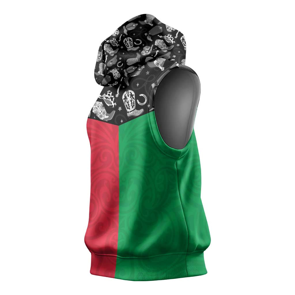 Vanuatu Cowboy Sleeveless Hoodie Cowboy Symbols Split Stylized - Polynesian Pride
