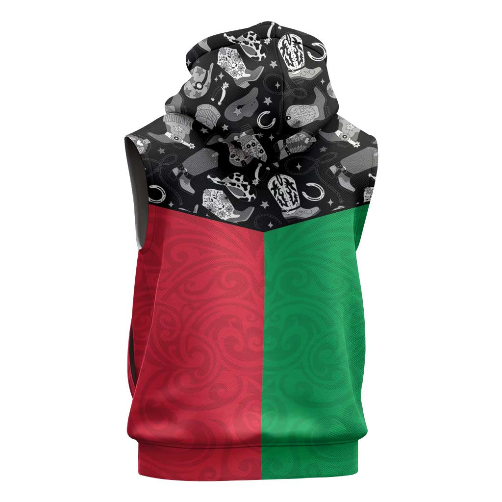 Vanuatu Cowboy Sleeveless Zip Hoodie Cowboy Symbols Split Stylized - Polynesian Pride