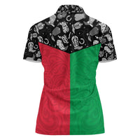 Vanuatu Cowboy Women Polo Shirt Cowboy Symbols Split Stylized - Polynesian Pride