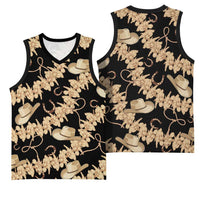 Vanuatu Cowboy Basketball Jersey Seamless Straw Hats Hibiscus - Polynesian Pride