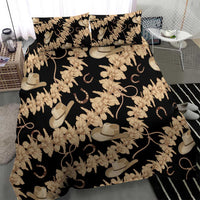 Vanuatu Cowboy Bedding Set Seamless Straw Hats Hibiscus - Polynesian Pride