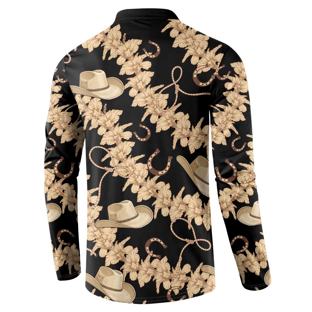 Vanuatu Cowboy Button Sweatshirt Seamless Straw Hats Hibiscus - Polynesian Pride