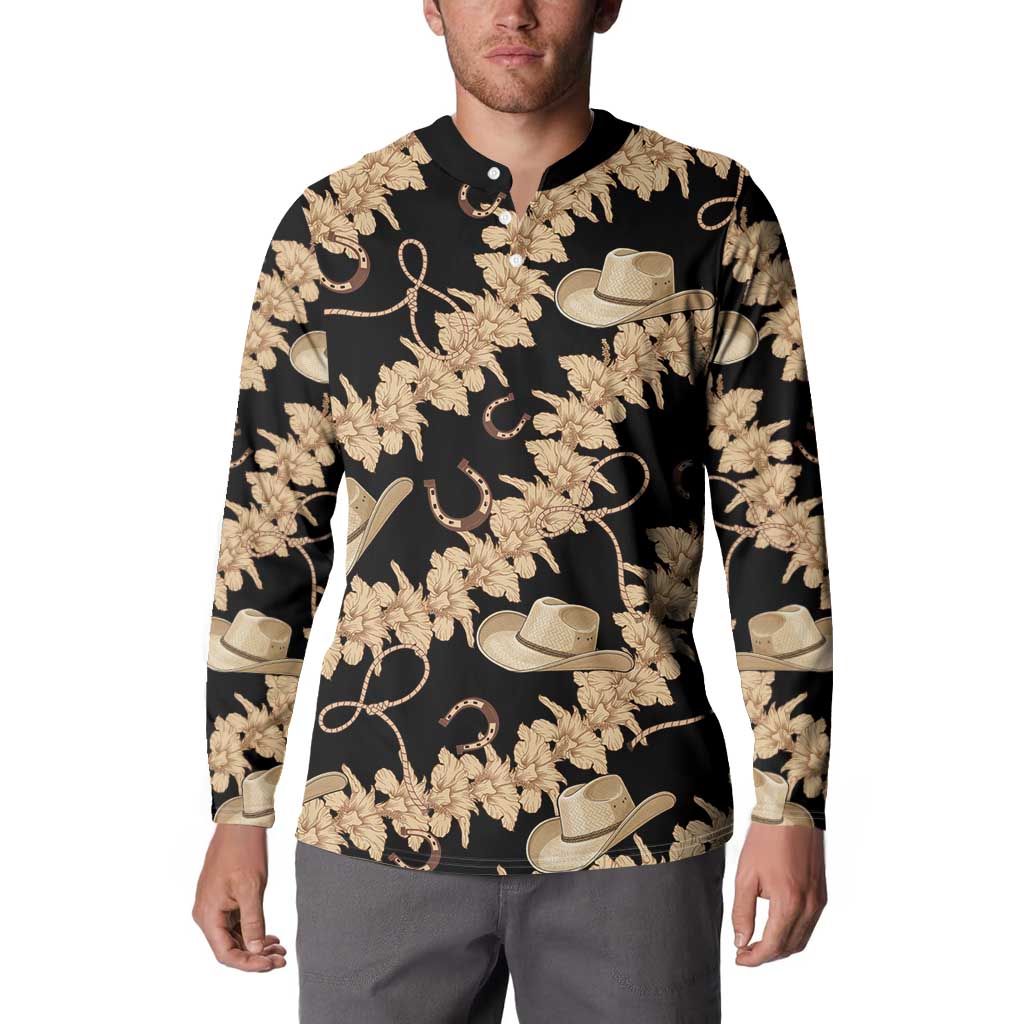 Vanuatu Cowboy Button Sweatshirt Seamless Straw Hats Hibiscus - Polynesian Pride