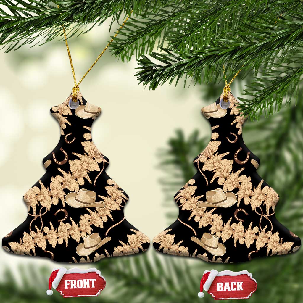 Vanuatu Cowboy Ceramic Ornament Seamless Straw Hats Hibiscus - Polynesian Pride