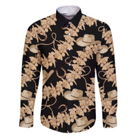 Vanuatu Cowboy Family Matching Off The Shoulder Long Sleeve Dress and Hawaiian Shirt Seamless Straw Hats Hibiscus - Polynesian Pride