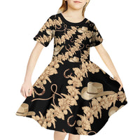 Vanuatu Cowboy Kid Short Sleeve Dress Seamless Straw Hats Hibiscus - Polynesian Pride