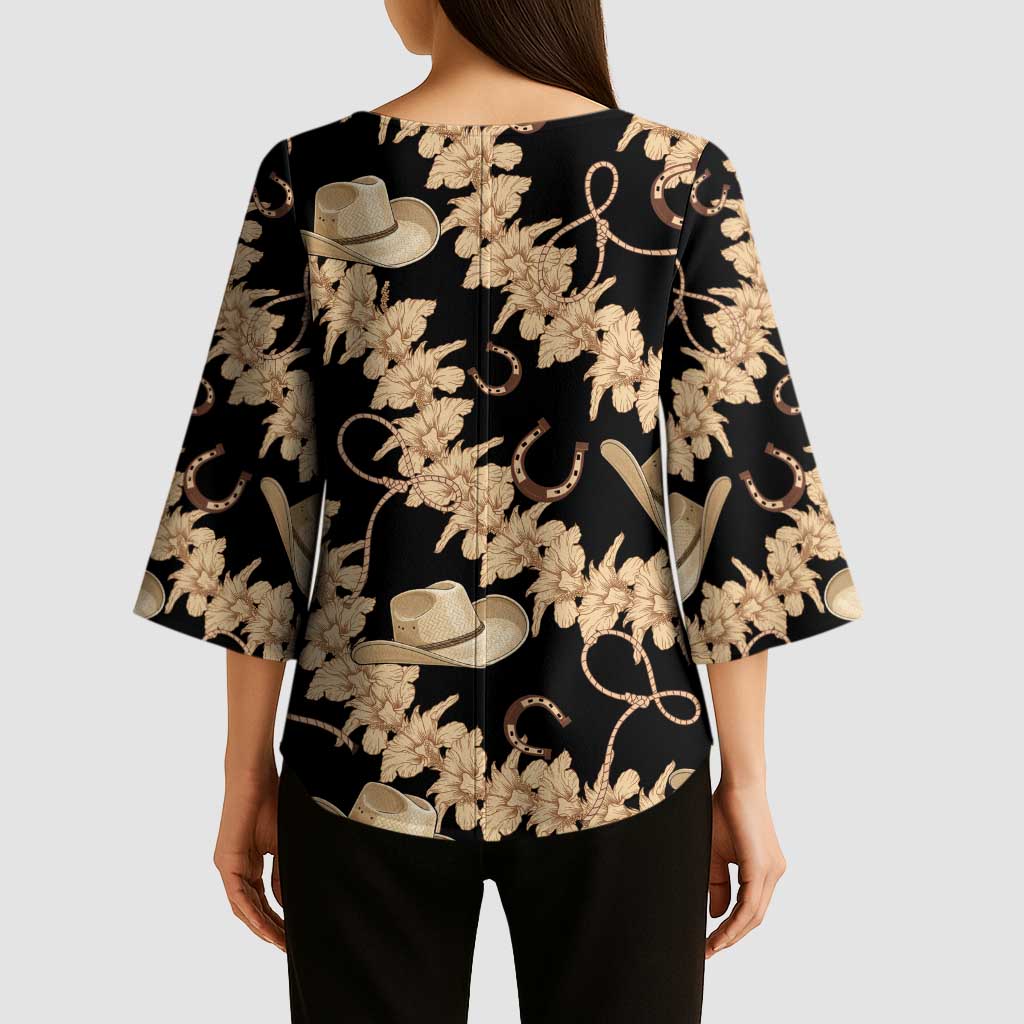 Vanuatu Cowboy Kimono Sleeve Blouse Seamless Straw Hats Hibiscus - Polynesian Pride