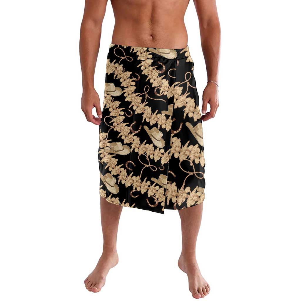 Vanuatu Cowboy Lavalava Seamless Straw Hats Hibiscus LT14 Black - Polynesian Pride