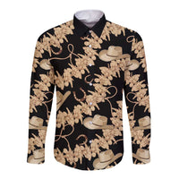 Vanuatu Cowboy Long Sleeve Button Shirt Seamless Straw Hats Hibiscus - Polynesian Pride