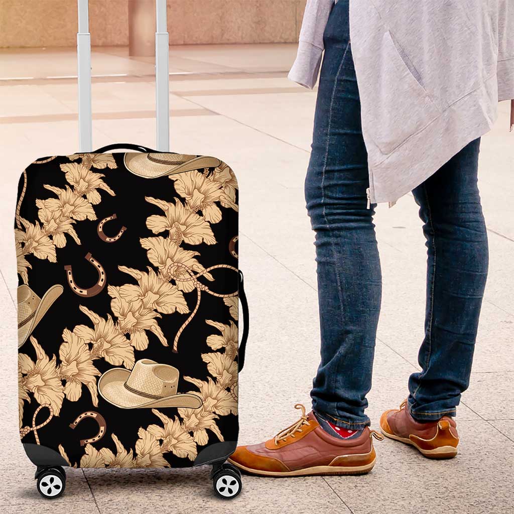 Vanuatu Cowboy Luggage Cover Seamless Straw Hats Hibiscus - Polynesian Pride