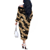 Vanuatu Cowboy Off The Shoulder Long Sleeve Dress Seamless Straw Hats Hibiscus - Polynesian Pride