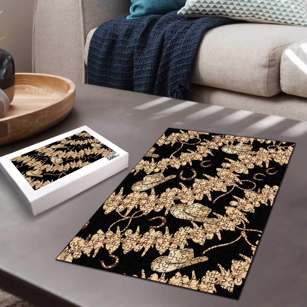 Vanuatu Cowboy Puzzle Seamless Straw Hats Hibiscus - Polynesian Pride