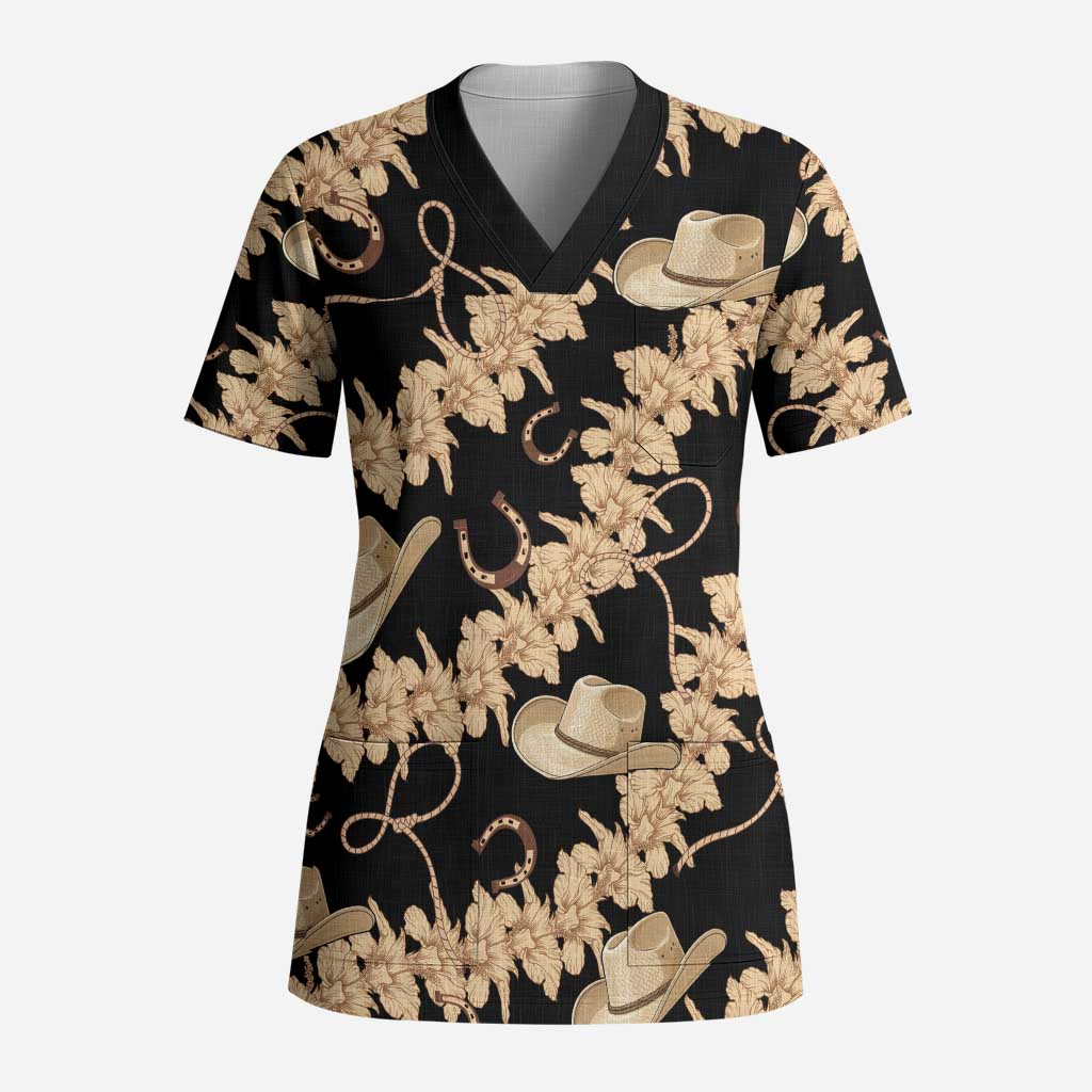 Vanuatu Cowboy Scrub Top Seamless Straw Hats Hibiscus - Polynesian Pride