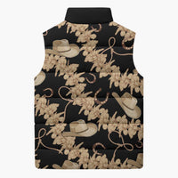 Vanuatu Cowboy Sleeveless Puffer Jacket Seamless Straw Hats Hibiscus - Polynesian Pride