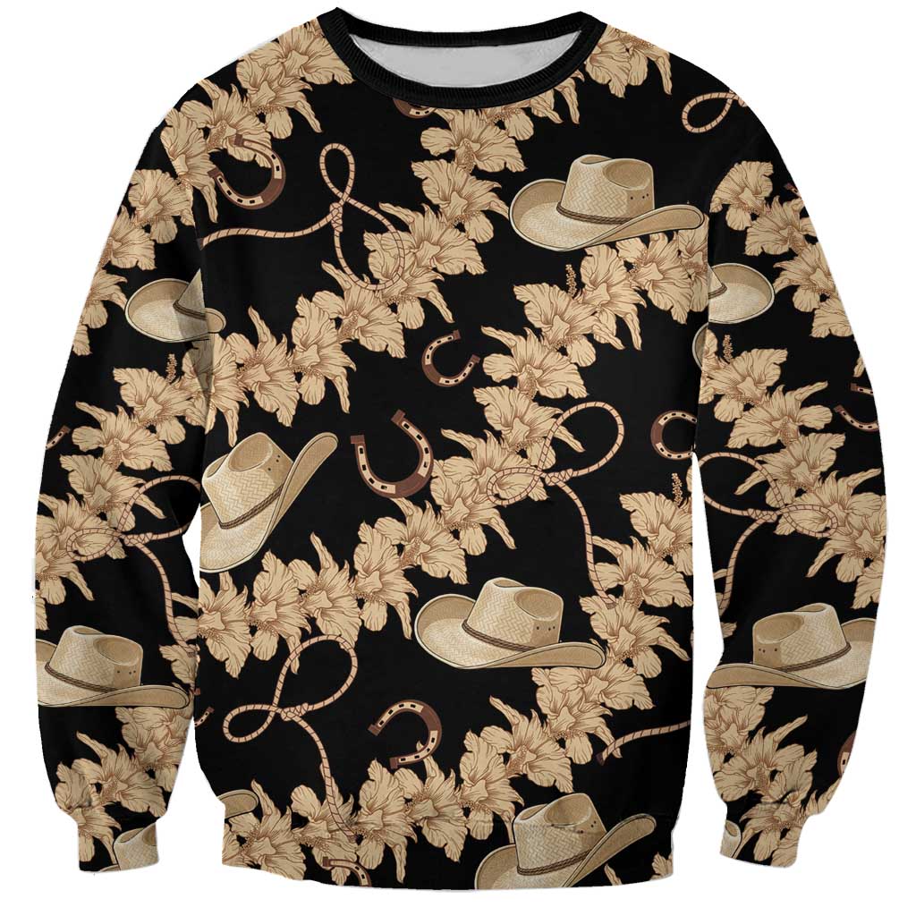 Vanuatu Cowboy Sweatshirt Seamless Straw Hats Hibiscus - Polynesian Pride