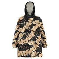 Vanuatu Cowboy Wearable Blanket Hoodie Seamless Straw Hats Hibiscus LT14 One Size Black - Polynesian Pride