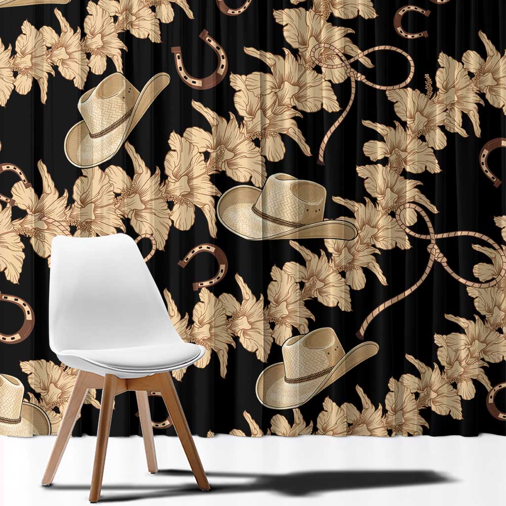 Vanuatu Cowboy Window Curtain Seamless Straw Hats Hibiscus - Polynesian Pride