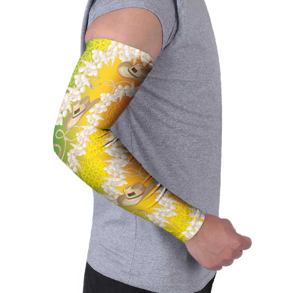 Vanuatu Cowboy Arm Sleeves Straw Hats Hibiscus With Sand Drawing - Polynesian Pride