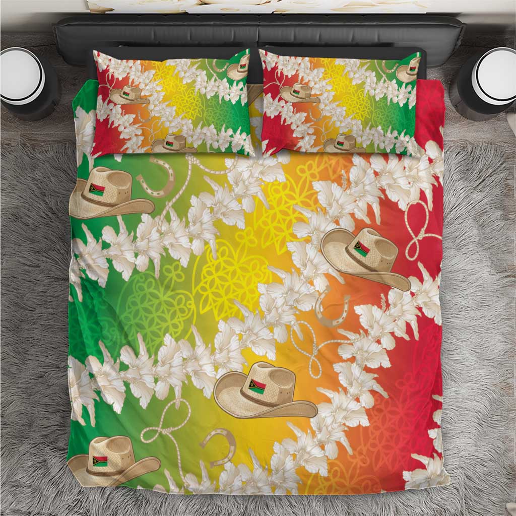 Vanuatu Cowboy Bedding Set Straw Hats Hibiscus With Sand Drawing - Polynesian Pride