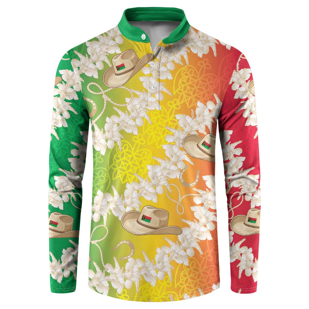 Vanuatu Cowboy Button Sweatshirt Straw Hats Hibiscus With Sand Drawing - Polynesian Pride