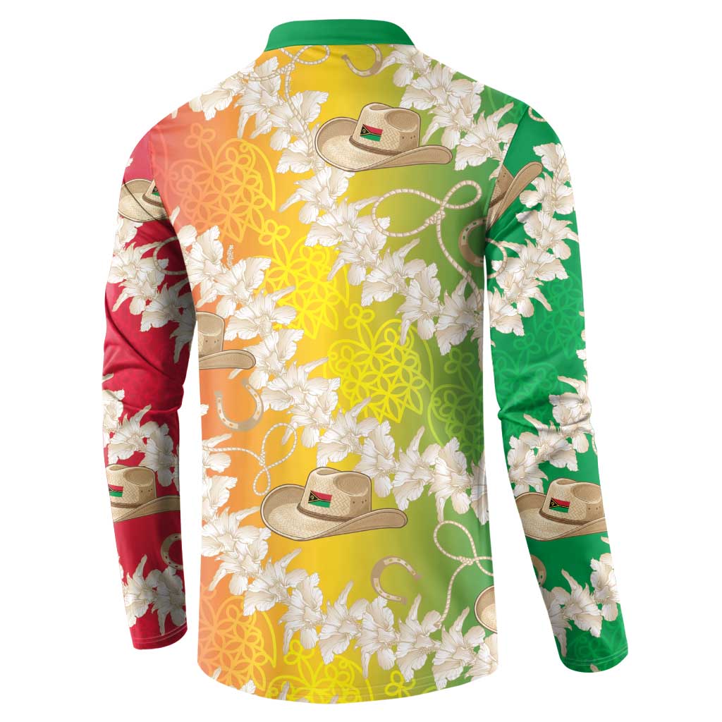 Vanuatu Cowboy Button Sweatshirt Straw Hats Hibiscus With Sand Drawing - Polynesian Pride