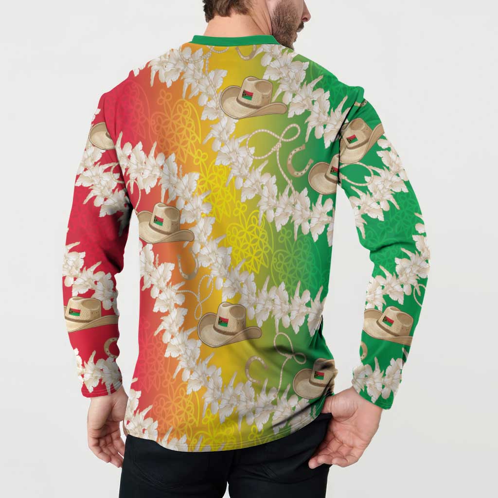 Vanuatu Cowboy Button Sweatshirt Straw Hats Hibiscus With Sand Drawing - Polynesian Pride