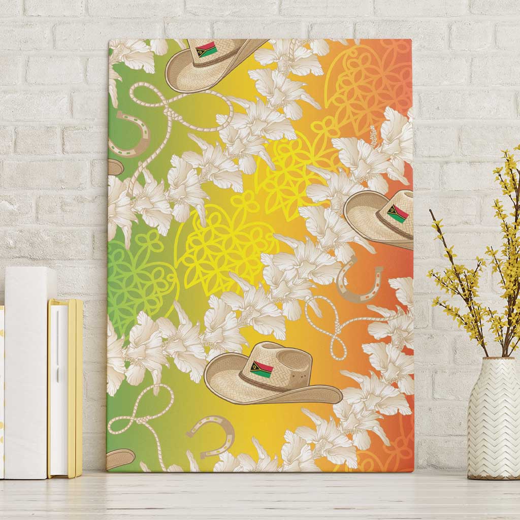 Vanuatu Cowboy Canvas Wall Art Straw Hats Hibiscus With Sand Drawing - Polynesian Pride