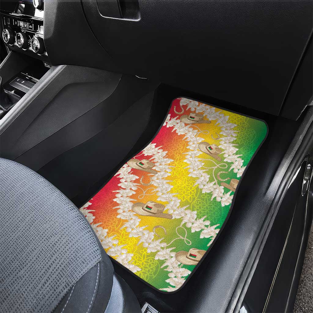 Vanuatu Cowboy Car Mats Straw Hats Hibiscus With Sand Drawing LT14 - Polynesian Pride