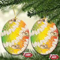 Vanuatu Cowboy Ceramic Ornament Straw Hats Hibiscus With Sand Drawing - Polynesian Pride