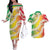 Vanuatu Cowboy Couples Matching Off The Shoulder Long Sleeve Dress and Hawaiian Shirt Straw Hats Hibiscus With Sand Drawing - Polynesian Pride
