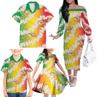 Vanuatu Cowboy Family Matching Off The Shoulder Long Sleeve Dress and Hawaiian Shirt Straw Hats Hibiscus With Sand Drawing - Polynesian Pride