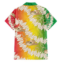 Vanuatu Cowboy Family Matching Off Shoulder Short Dress and Hawaiian Shirt Straw Hats Hibiscus With Sand Drawing - Polynesian Pride