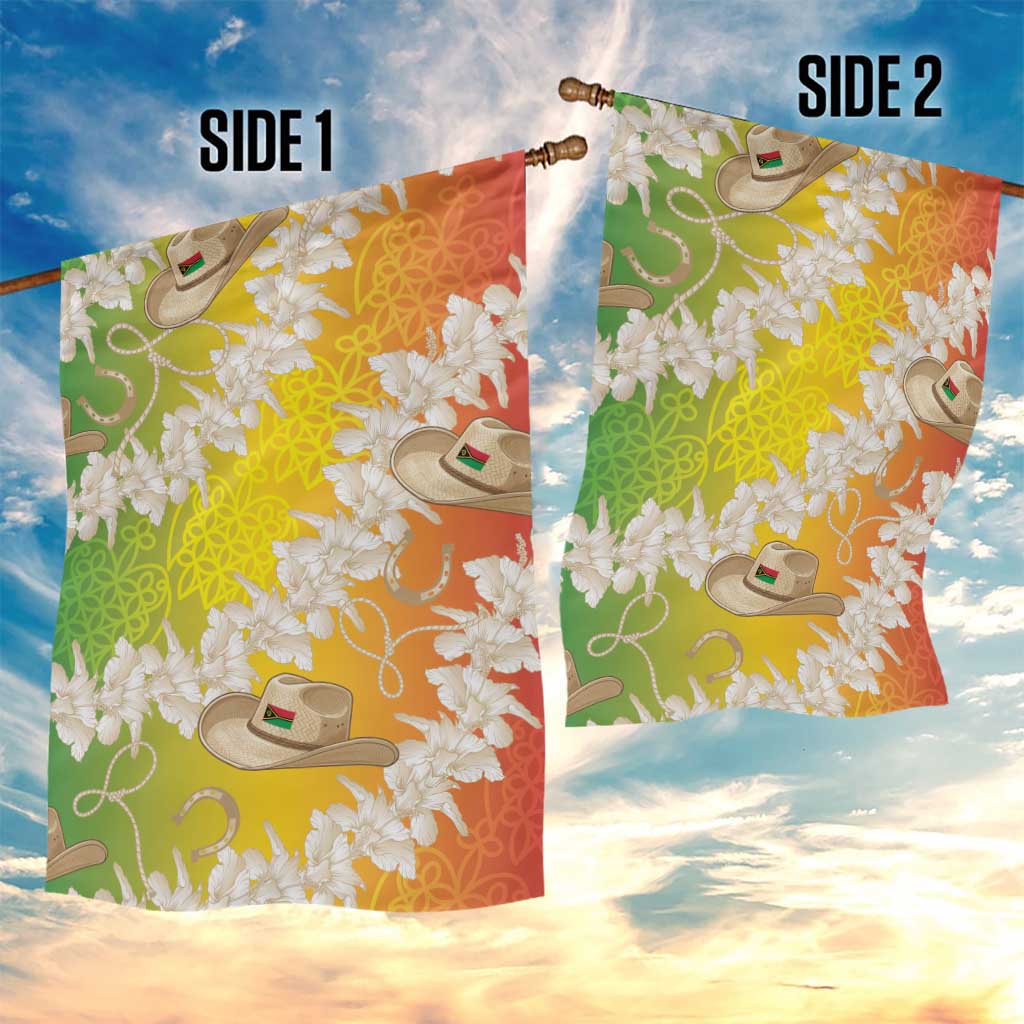 Vanuatu Cowboy Garden Flag Straw Hats Hibiscus With Sand Drawing - Polynesian Pride