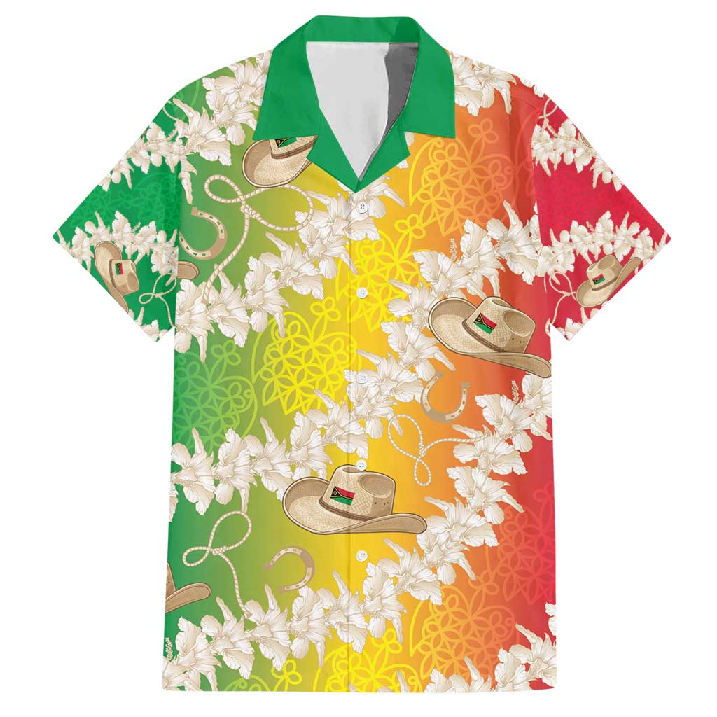 Vanuatu Cowboy Hawaiian Shirt Straw Hats Hibiscus With Sand Drawing - Polynesian Pride