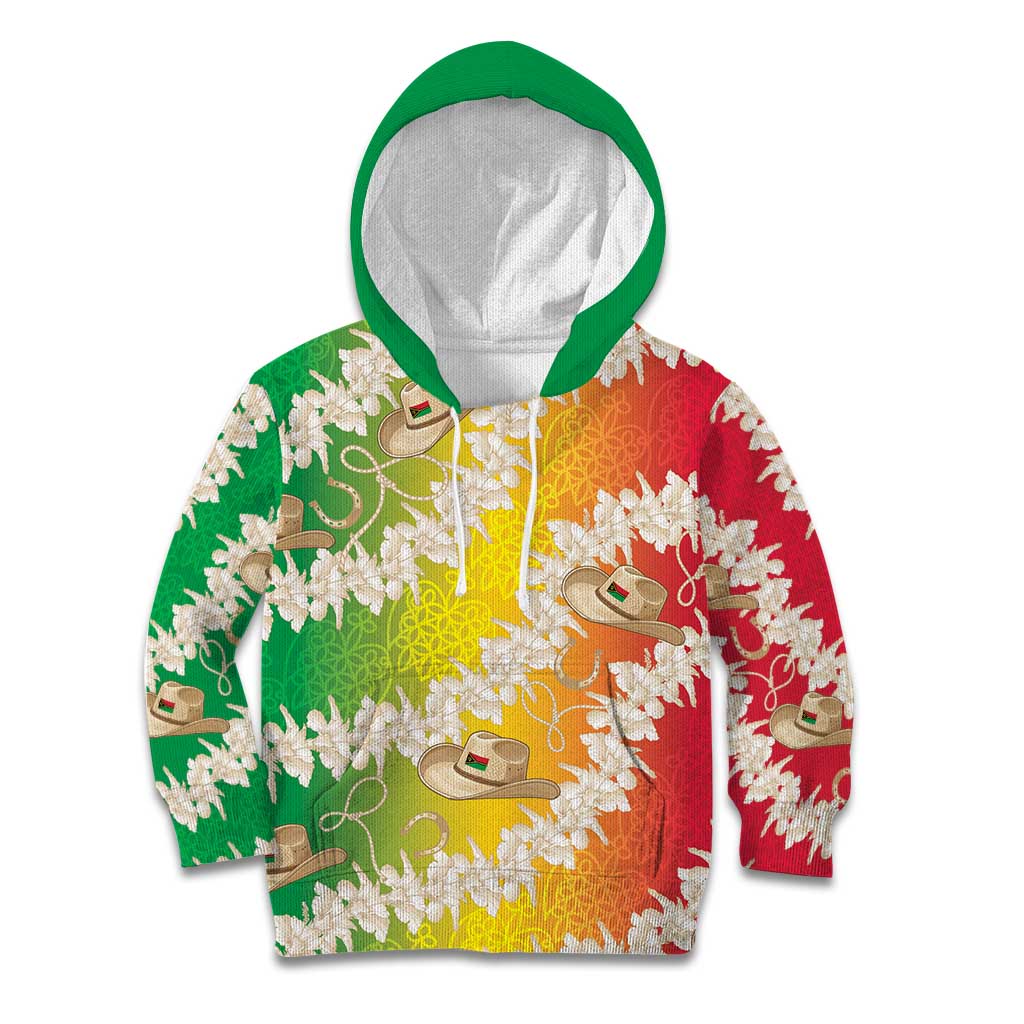 Vanuatu Cowboy Kid Hoodie Straw Hats Hibiscus With Sand Drawing - Polynesian Pride