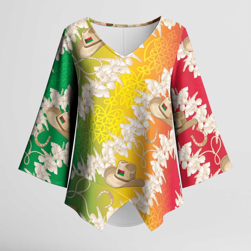 Vanuatu Cowboy Kimono Sleeve Blouse Straw Hats Hibiscus With Sand Drawing - Polynesian Pride