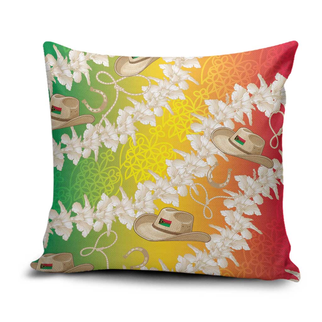 Vanuatu Cowboy Pillow Cover Straw Hats Hibiscus With Sand Drawing - Polynesian Pride