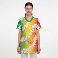 Vanuatu Cowboy Scrub Top Straw Hats Hibiscus With Sand Drawing - Polynesian Pride