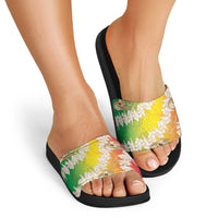 Vanuatu Cowboy Slide Sandals Straw Hats Hibiscus With Sand Drawing - Polynesian Pride