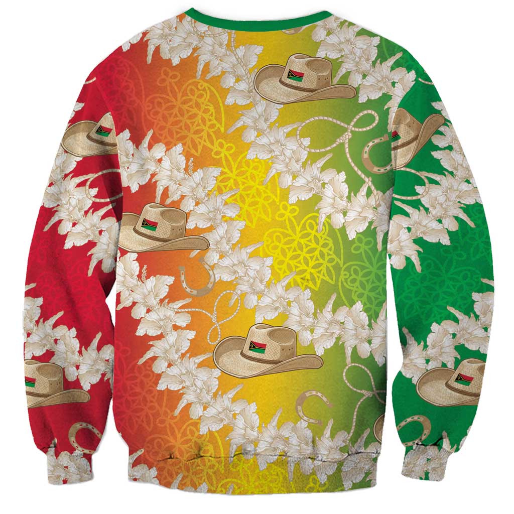 Vanuatu Cowboy Sweatshirt Straw Hats Hibiscus With Sand Drawing - Polynesian Pride