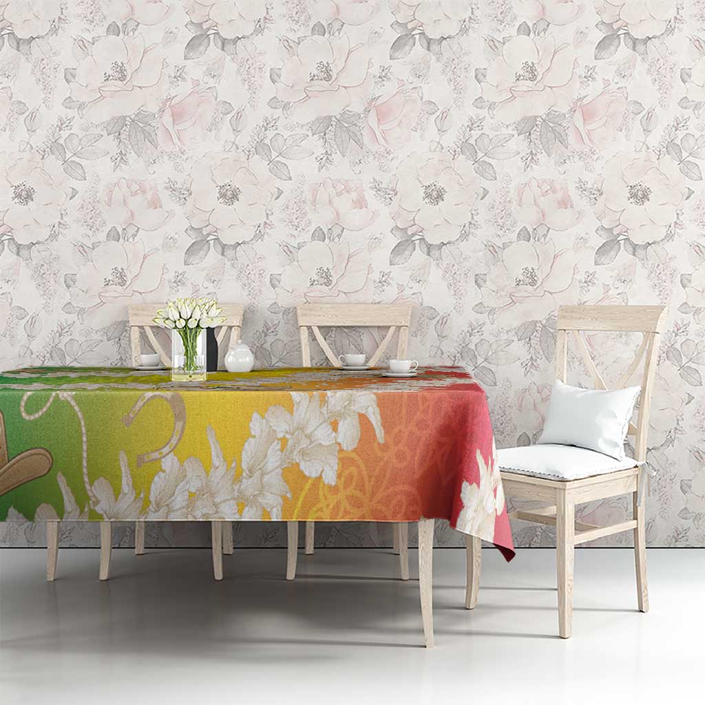 Vanuatu Cowboy Tablecloth Straw Hats Hibiscus With Sand Drawing - Polynesian Pride