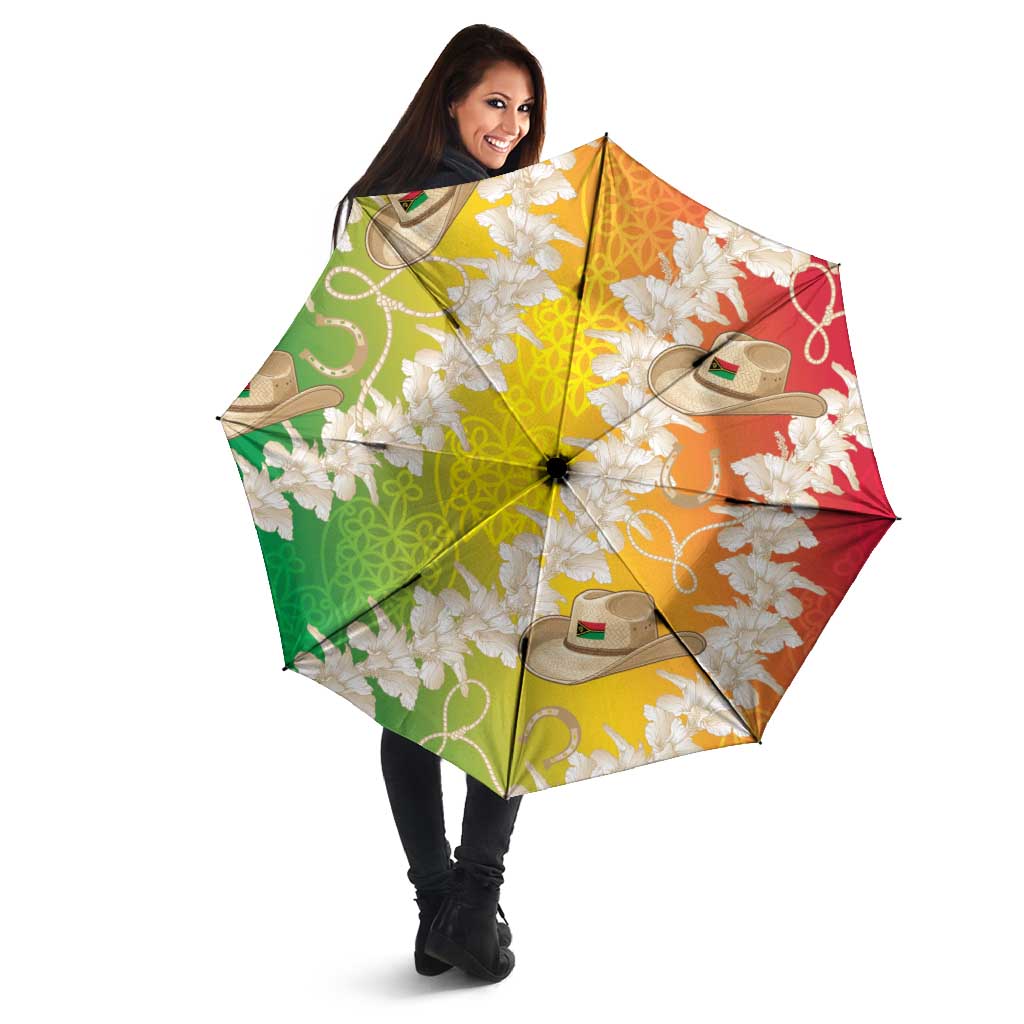Vanuatu Cowboy Umbrella Straw Hats Hibiscus With Sand Drawing - Polynesian Pride