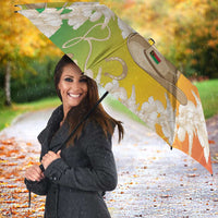 Vanuatu Cowboy Umbrella Straw Hats Hibiscus With Sand Drawing - Polynesian Pride