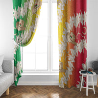 Vanuatu Cowboy Window Curtain Straw Hats Hibiscus With Sand Drawing - Polynesian Pride