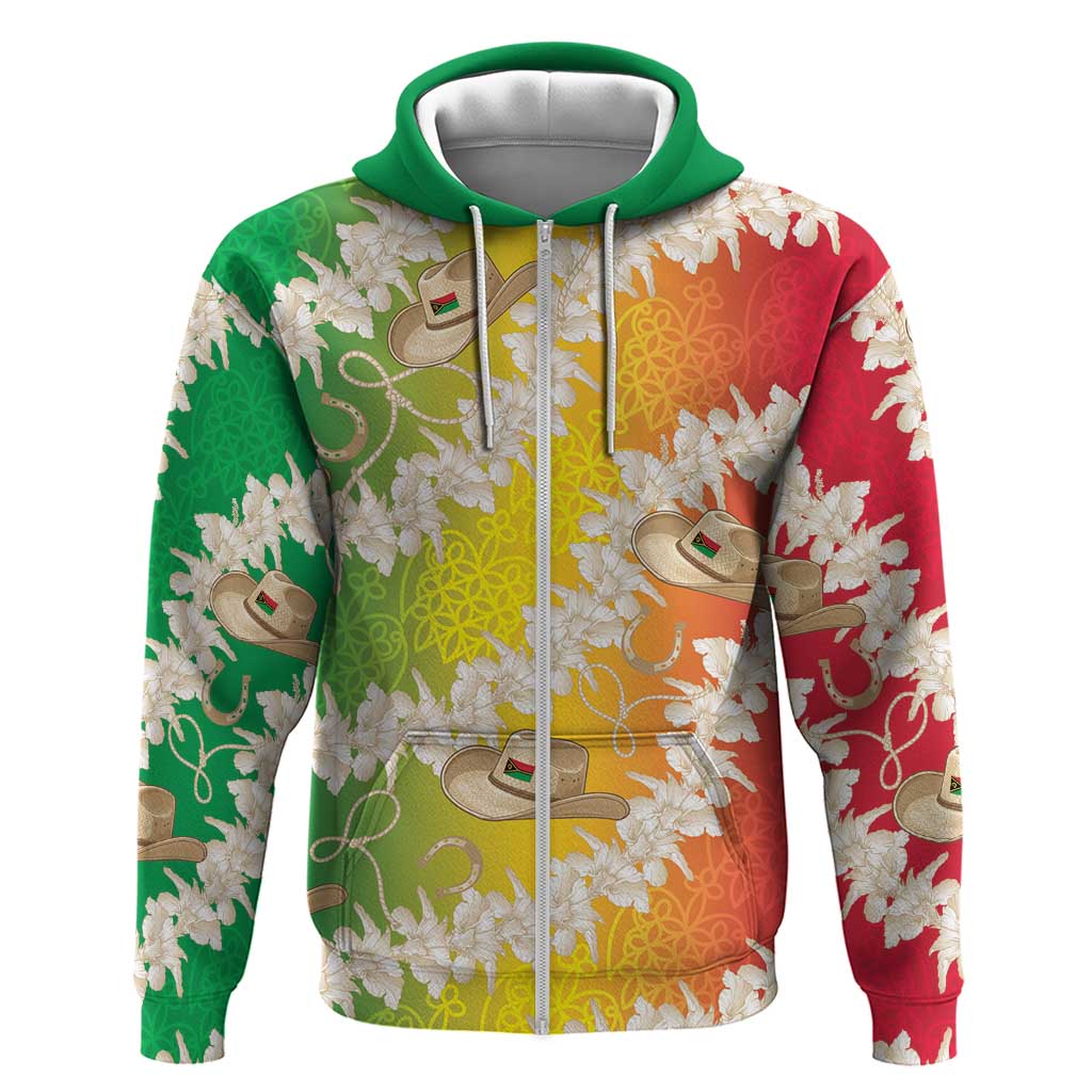 Vanuatu Cowboy Zip Hoodie Straw Hats Hibiscus With Sand Drawing - Polynesian Pride