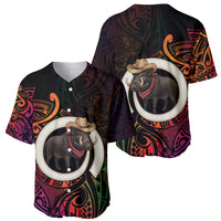 Vanuatu Boar Cowboy Baseball Jersey Tusk Gradient Polynesian Pattern - Polynesian Pride