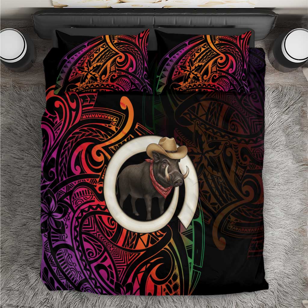 Vanuatu Boar Cowboy Bedding Set Tusk Gradient Polynesian Pattern - Polynesian Pride